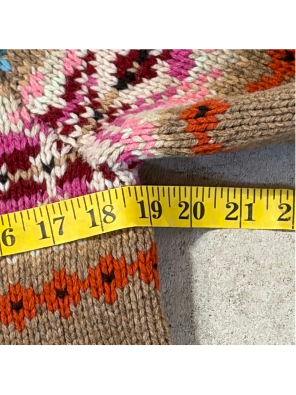 GAP Brown Fair Isle Lambswool Cardigan Women’s Large Button Front V-Neck Pockets - Picture 6 of 12